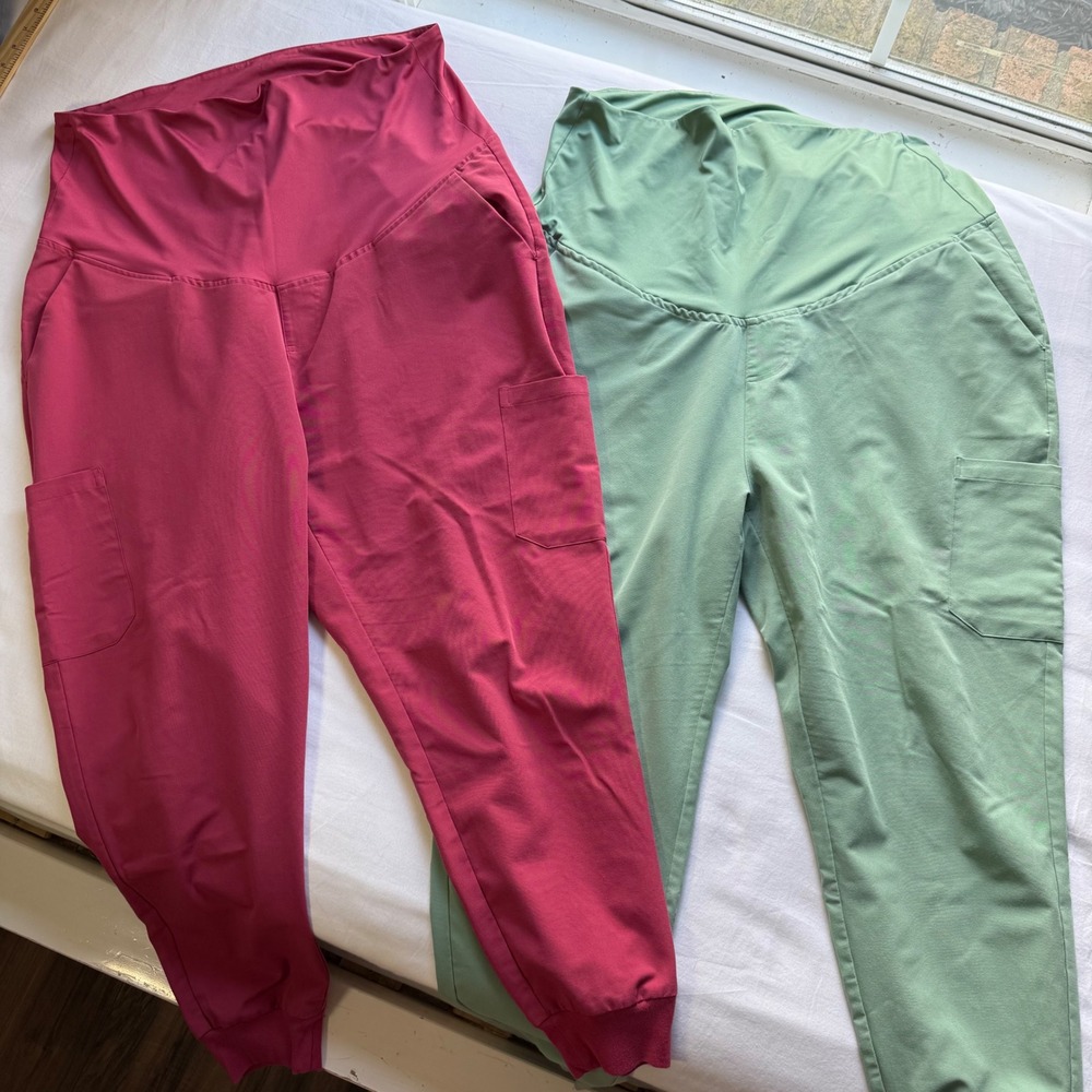 Mandala Equa-Tek Yoga Scrub Pants Joggers Lot of 2 Bundle XL Petite Maternity - Picture 1 of 14